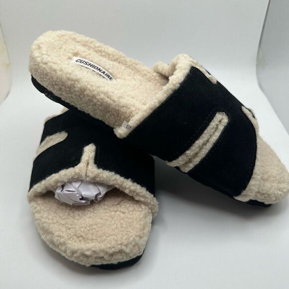 CUSHIONAIRE Women's Cuddle Fur Faux Shearling lined slide sandal +Memory Foam 8. - Picture 6 of 7